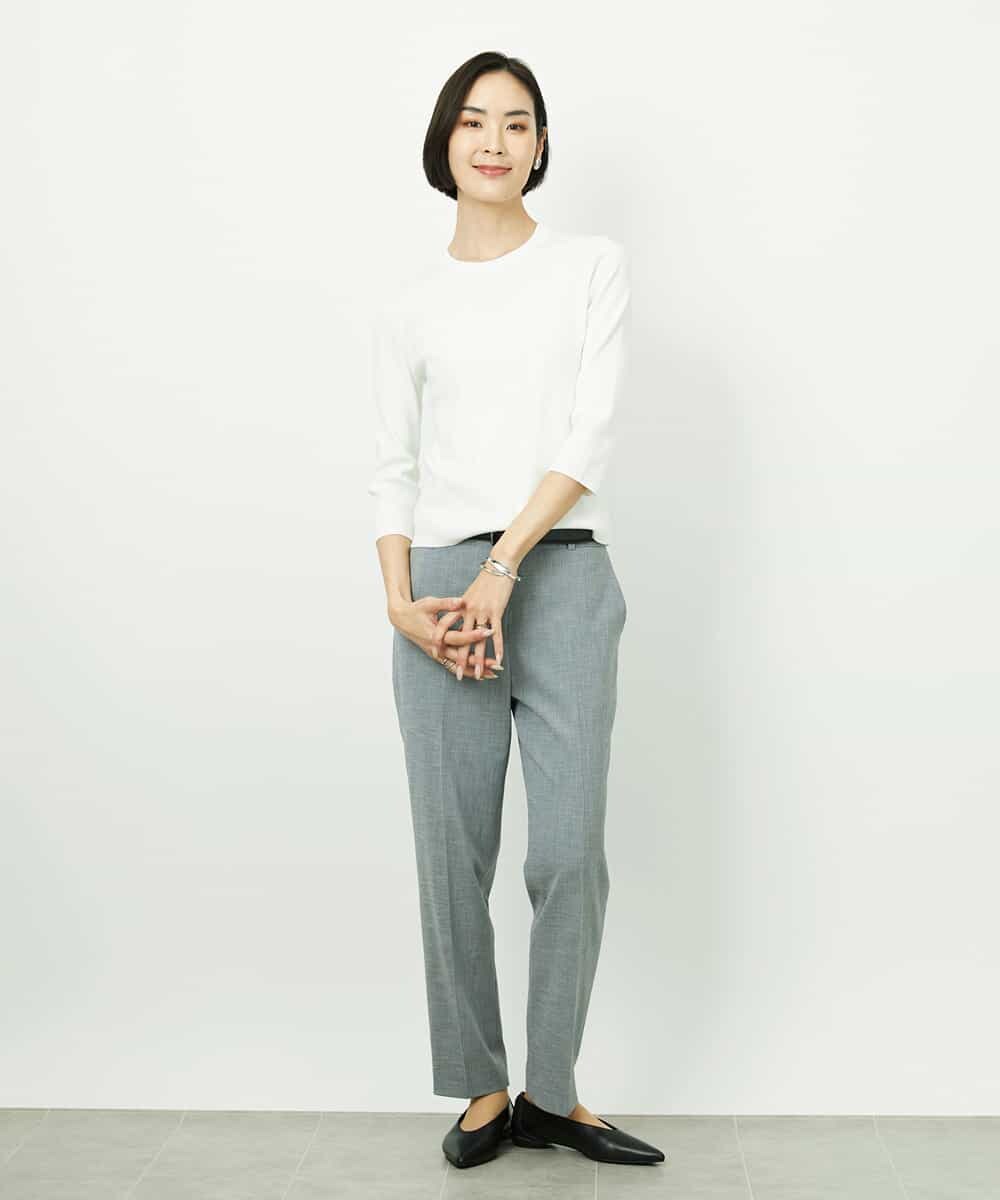 F6FDD01190 MICHEL KLEIN(小さいサイズ)(メゾン ドゥ サンク) [小さいサイズ][アンサンブル対応]コンパクトニットプルオーバー ホワイト