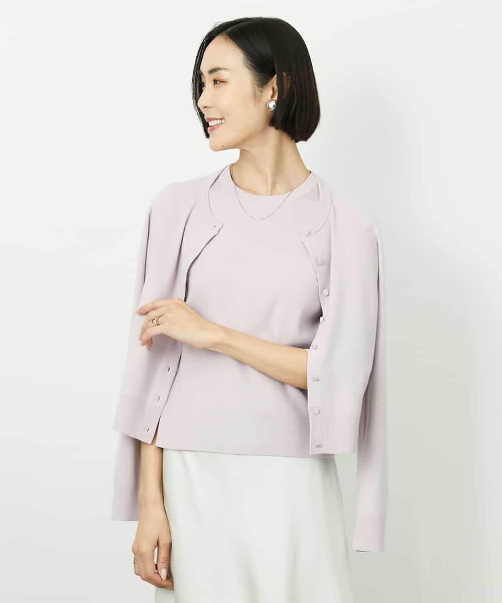 F6FDD01190 MICHEL KLEIN(小さいサイズ)(メゾン ドゥ サンク) [小さいサイズ][アンサンブル対応]コンパクトニットプルオーバー ホワイト