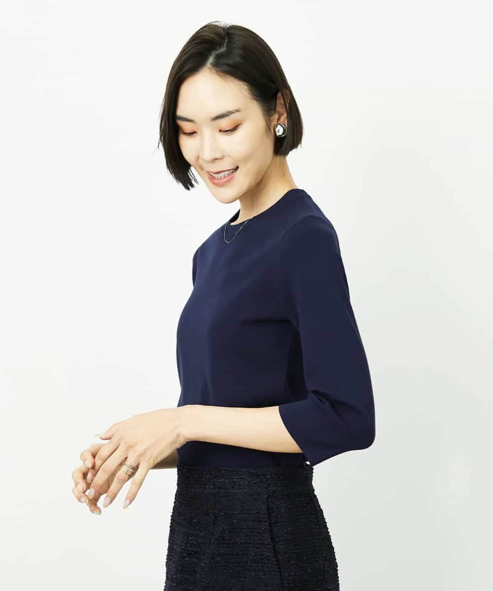 F6FDD01190 MICHEL KLEIN(小さいサイズ)(メゾン ドゥ サンク) [小さいサイズ][アンサンブル対応]コンパクトニットプルオーバー ホワイト