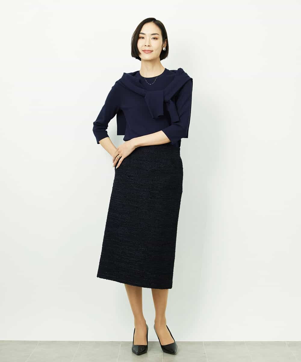 F6FDD01190 MICHEL KLEIN(小さいサイズ)(メゾン ドゥ サンク) [小さいサイズ][アンサンブル対応]コンパクトニットプルオーバー ホワイト