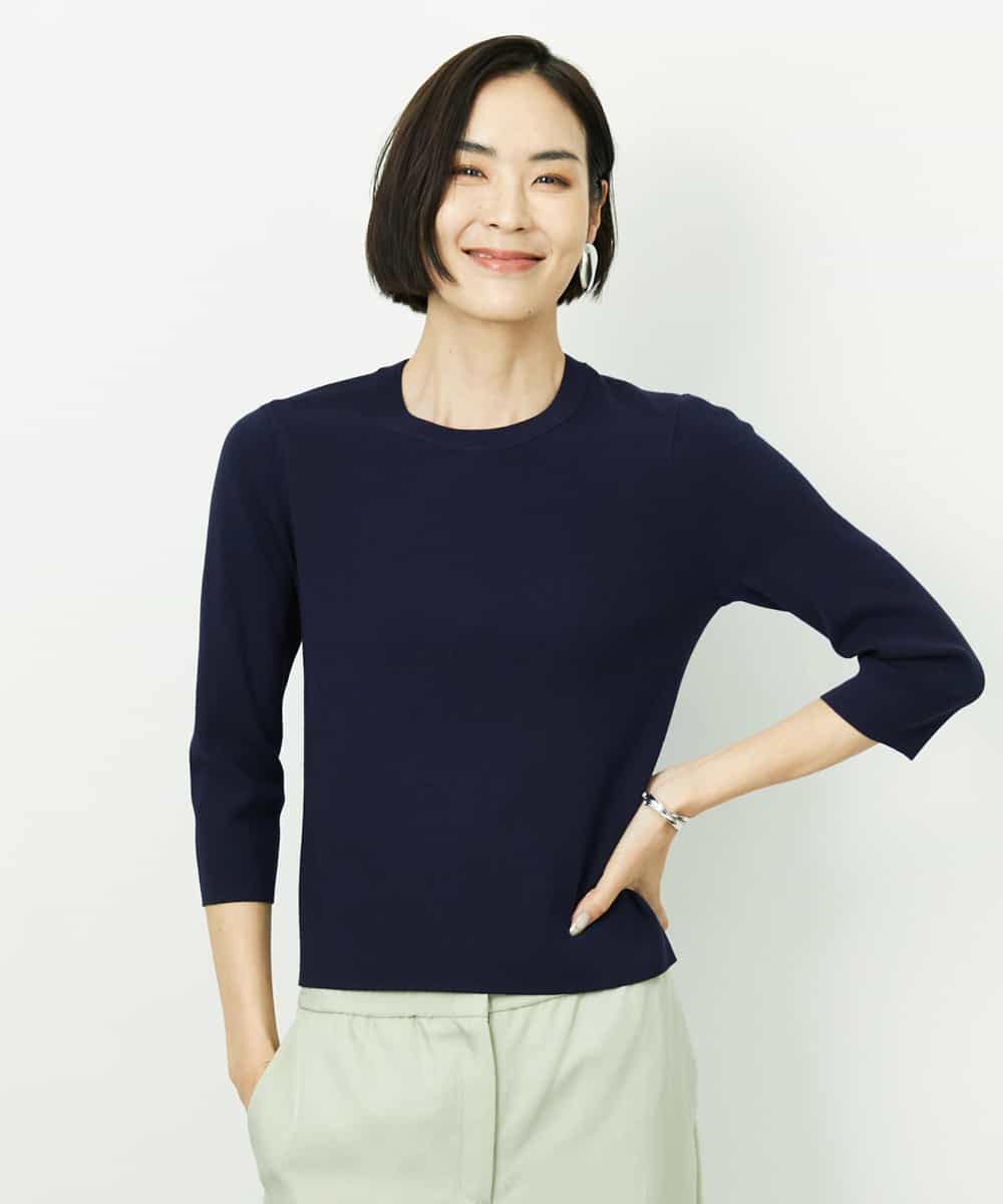 F6FDD01190 MICHEL KLEIN(小さいサイズ)(メゾン ドゥ サンク) [小さいサイズ][アンサンブル対応]コンパクトニットプルオーバー ホワイト