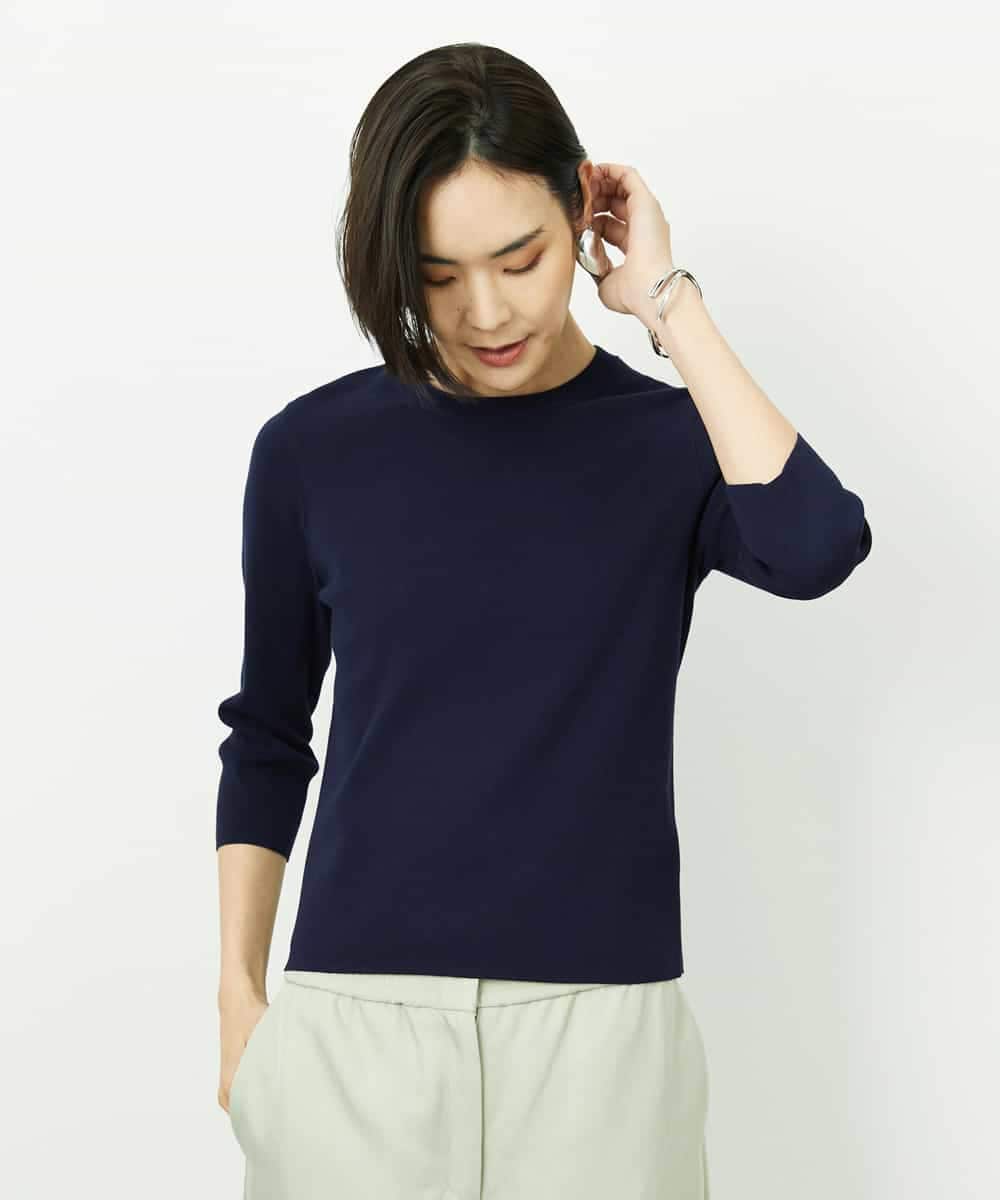 F6FDD01190 MICHEL KLEIN(小さいサイズ)(メゾン ドゥ サンク) [小さいサイズ][アンサンブル対応]コンパクトニットプルオーバー ホワイト