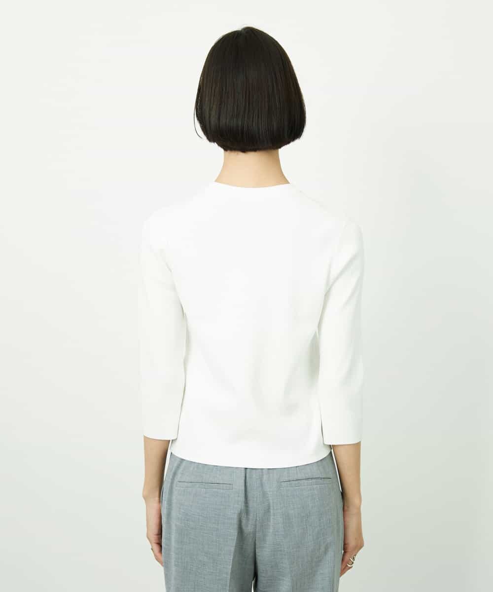 F6FDD01190 MICHEL KLEIN(小さいサイズ)(メゾン ドゥ サンク) [小さいサイズ][アンサンブル対応]コンパクトニットプルオーバー ホワイト