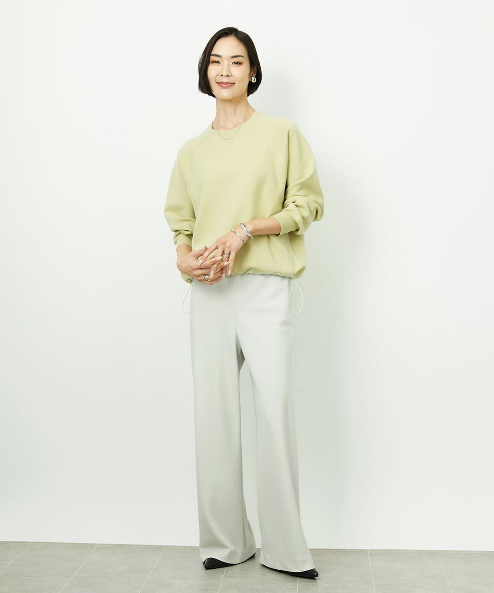 F6FDD02210 MICHEL KLEIN(小さいサイズ)(メゾン ドゥ サンク) [小さいサイズ]ドロストラグランニットプルオーバー ライトイエロー