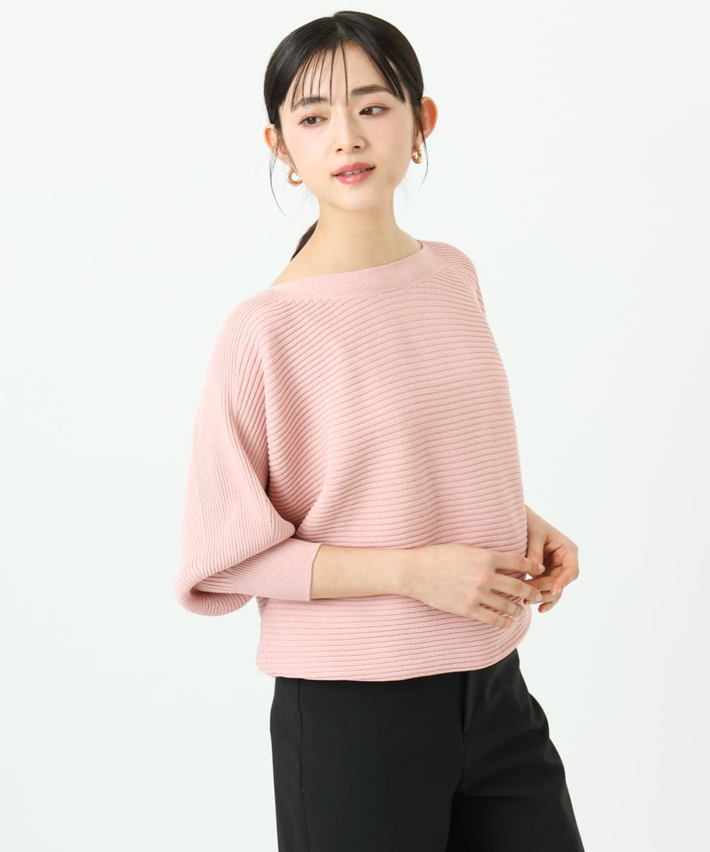 F6FDD17190 MICHEL KLEIN(小さいサイズ)(メゾン ドゥ サンク) [小さいサイズ]［定番人気］ホールガーメント(R)ドルマンスリーブニット ピンク