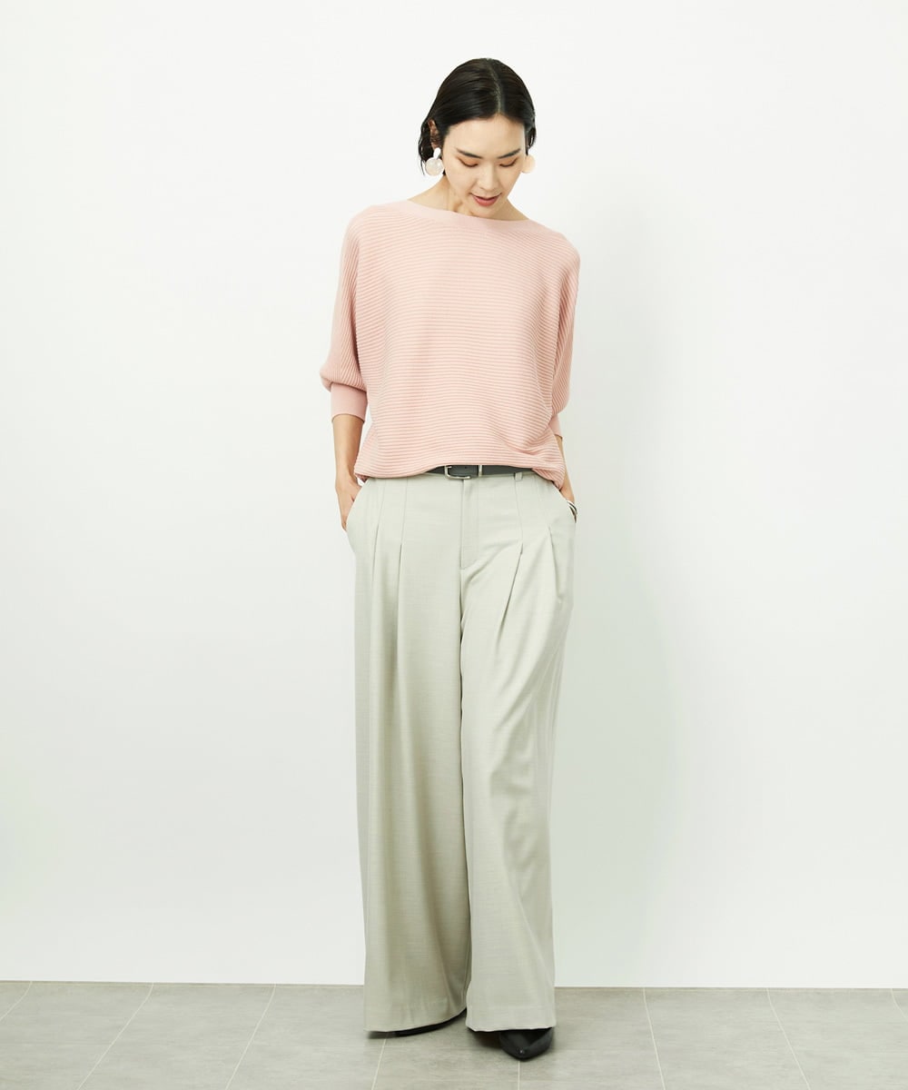 F6FDD17190 MICHEL KLEIN(小さいサイズ)(メゾン ドゥ サンク) [小さいサイズ]［定番人気］ホールガーメント(R)ドルマンスリーブニット ピンク