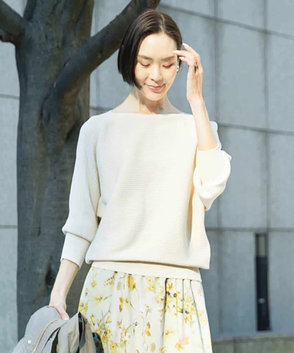 F6FDD17190 MICHEL KLEIN(小さいサイズ)(メゾン ドゥ サンク) [小さいサイズ]［定番人気］ホールガーメント(R)ドルマンスリーブニット アイボリー