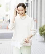 F6FDS57170 MICHEL KLEIN(小さいサイズ)(メゾン ドゥ サンク) [小さいサイズ]インナー付きパフスリーブニット グリーン(30)