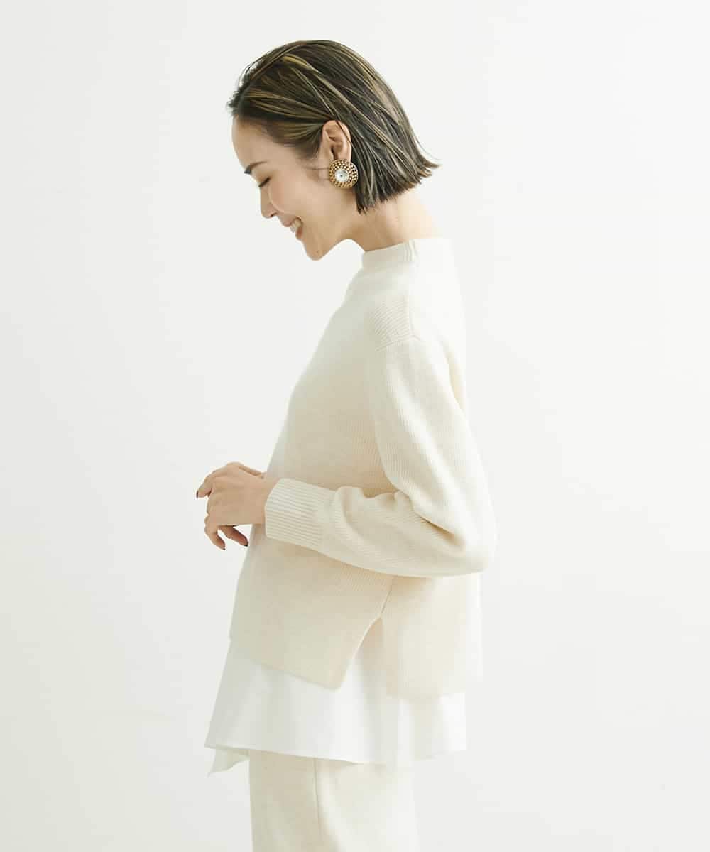F6FDS57170 MICHEL KLEIN(小さいサイズ)(メゾン ドゥ サンク) [小さいサイズ]インナー付きパフスリーブニット グリーン(30)