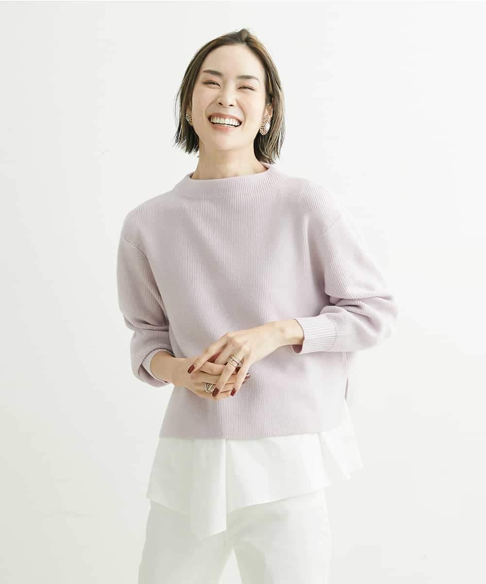 F6FDS57170 MICHEL KLEIN(小さいサイズ)(メゾン ドゥ サンク) [小さいサイズ]インナー付きパフスリーブニット グリーン(30)