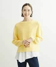 F6FDS57170 MICHEL KLEIN(小さいサイズ)(メゾン ドゥ サンク) [小さいサイズ]インナー付きパフスリーブニット グリーン(30)