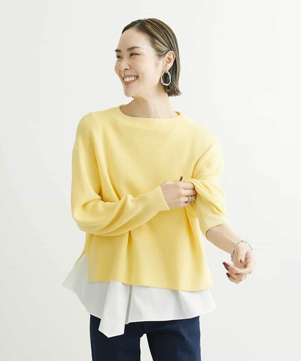 F6FDS57170 MICHEL KLEIN(小さいサイズ)(メゾン ドゥ サンク) [小さいサイズ]インナー付きパフスリーブニット グリーン(30)