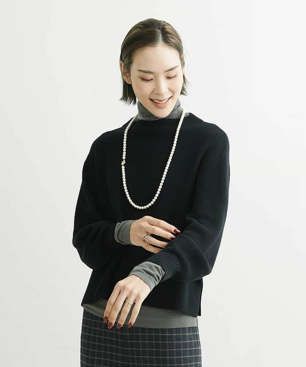 F6FDS57170 MICHEL KLEIN(小さいサイズ)(メゾン ドゥ サンク) [小さいサイズ]インナー付きパフスリーブニット グリーン(30)