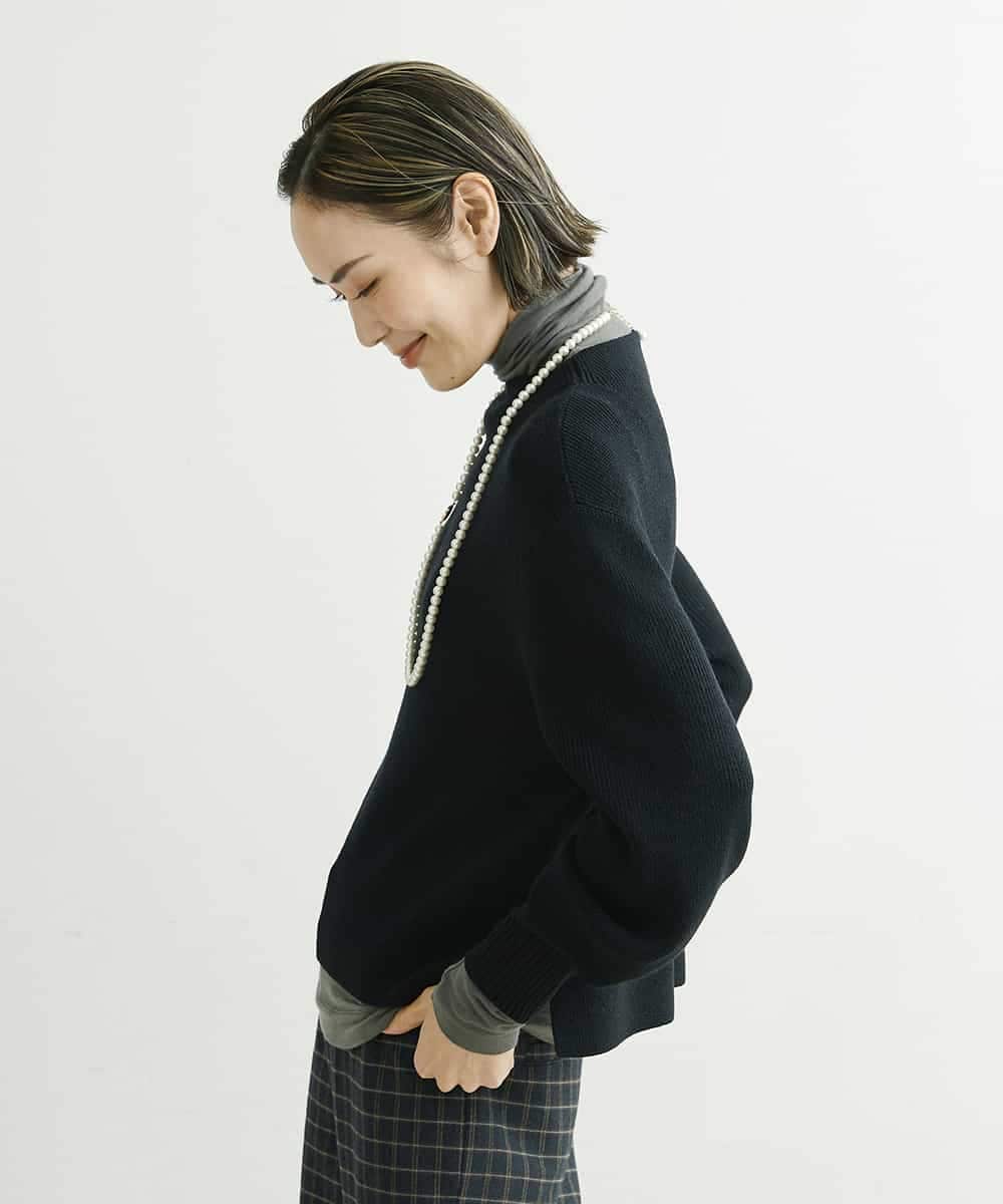 F6FDS57170 MICHEL KLEIN(小さいサイズ)(メゾン ドゥ サンク) [小さいサイズ]インナー付きパフスリーブニット グリーン(30)