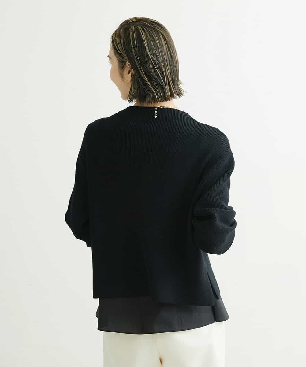 F6FDS57170 MICHEL KLEIN(小さいサイズ)(メゾン ドゥ サンク) [小さいサイズ]インナー付きパフスリーブニット グリーン(30)