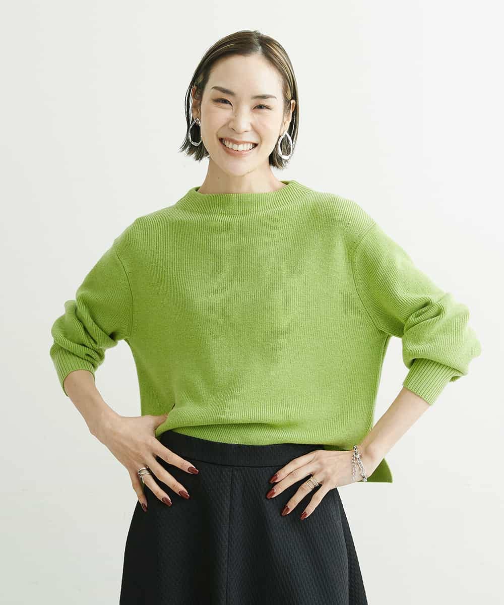 F6FDS57170 MICHEL KLEIN(小さいサイズ)(メゾン ドゥ サンク) [小さいサイズ]インナー付きパフスリーブニット グリーン(30)