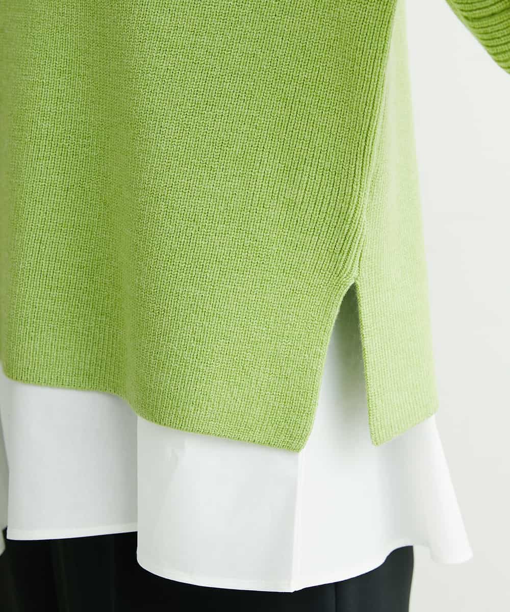 F6FDS57170 MICHEL KLEIN(小さいサイズ)(メゾン ドゥ サンク) [小さいサイズ]インナー付きパフスリーブニット グリーン(30)