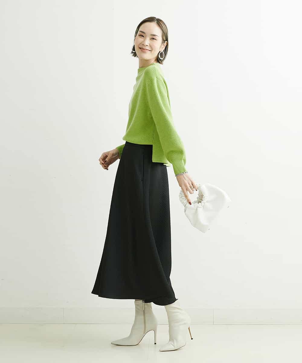 F6FDS57170 MICHEL KLEIN(小さいサイズ)(メゾン ドゥ サンク) [小さいサイズ]インナー付きパフスリーブニット グリーン(30)
