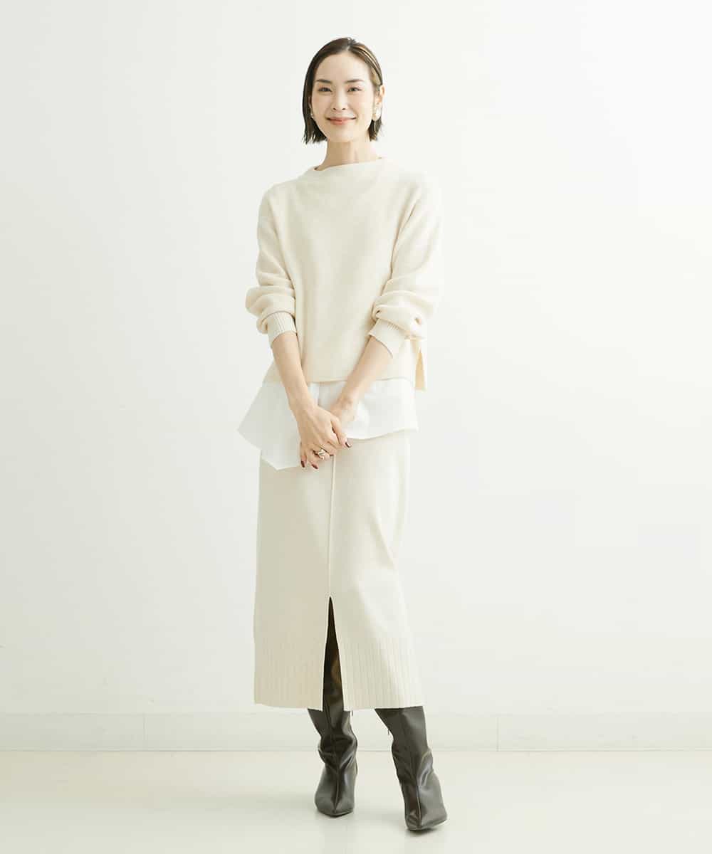 F6FDS57170 MICHEL KLEIN(小さいサイズ)(メゾン ドゥ サンク) [小さいサイズ]インナー付きパフスリーブニット グリーン(30)