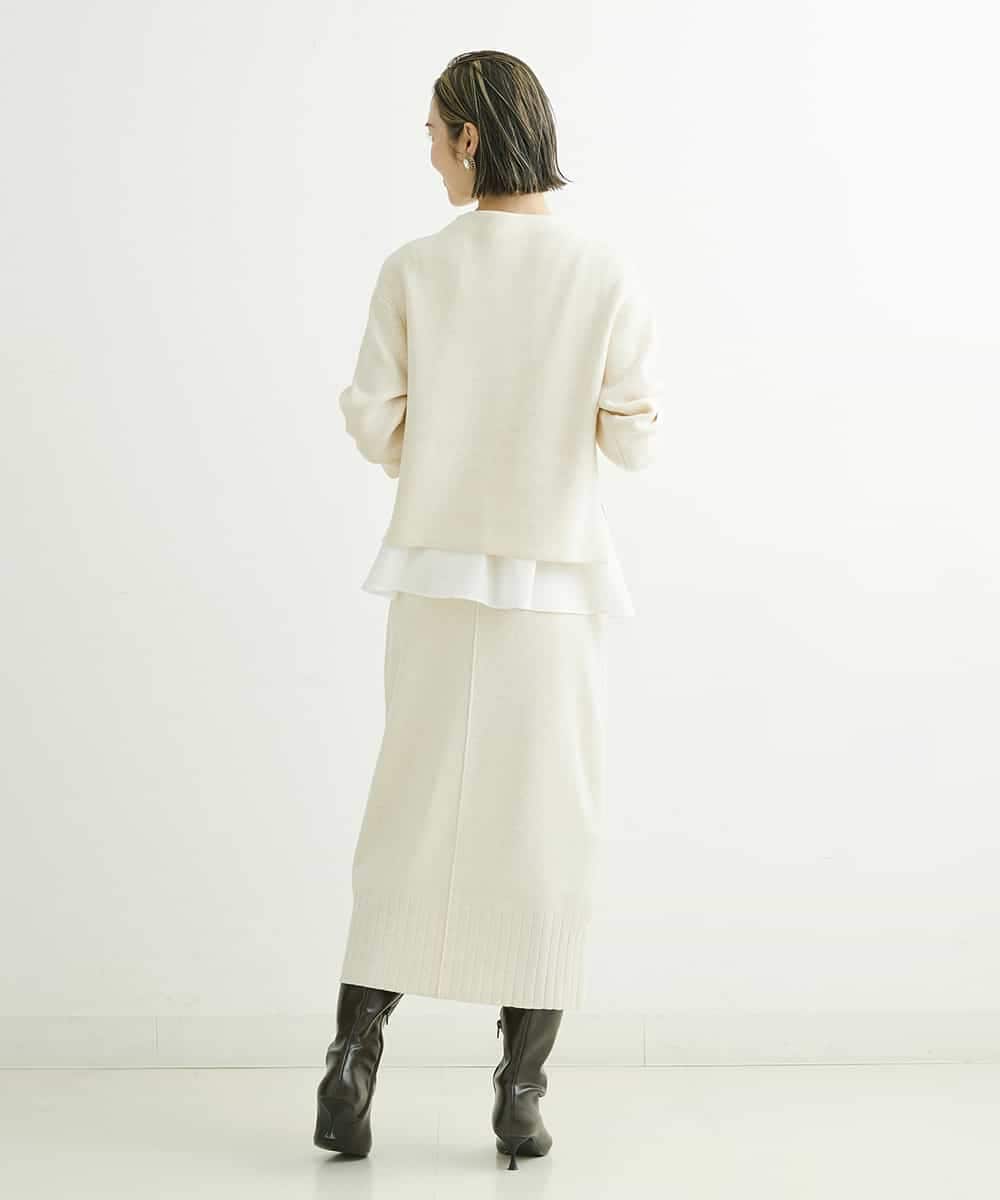 F6FDS57170 MICHEL KLEIN(小さいサイズ)(メゾン ドゥ サンク) [小さいサイズ]インナー付きパフスリーブニット グリーン(30)