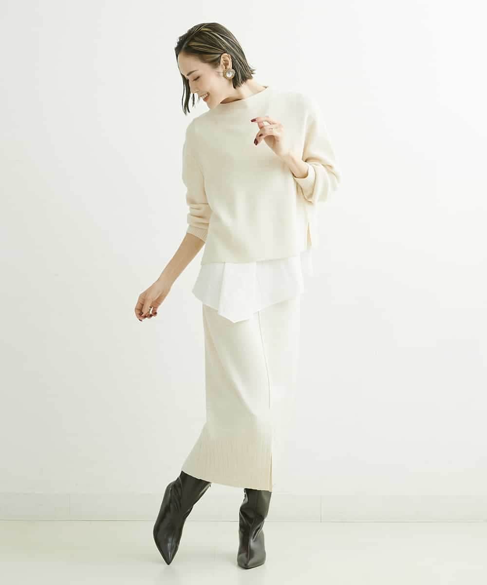 F6FDS57170 MICHEL KLEIN(小さいサイズ)(メゾン ドゥ サンク) [小さいサイズ]インナー付きパフスリーブニット グリーン(30)