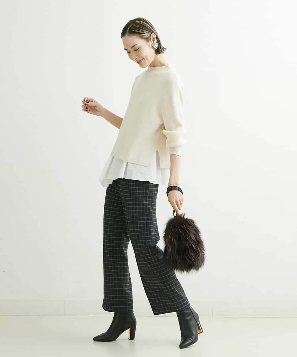 F6FDS57170 MICHEL KLEIN(小さいサイズ)(メゾン ドゥ サンク) [小さいサイズ]インナー付きパフスリーブニット グリーン(30)