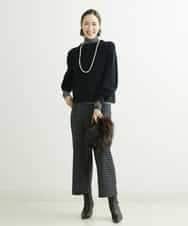 F6FDS57170 MICHEL KLEIN(小さいサイズ)(メゾン ドゥ サンク) [小さいサイズ]インナー付きパフスリーブニット グリーン(30)
