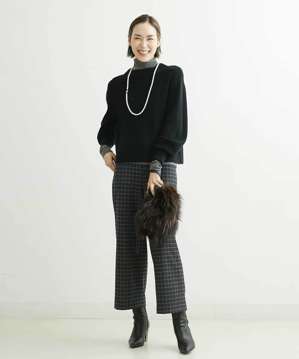 F6FDS57170 MICHEL KLEIN(小さいサイズ)(メゾン ドゥ サンク) [小さいサイズ]インナー付きパフスリーブニット グリーン(30)