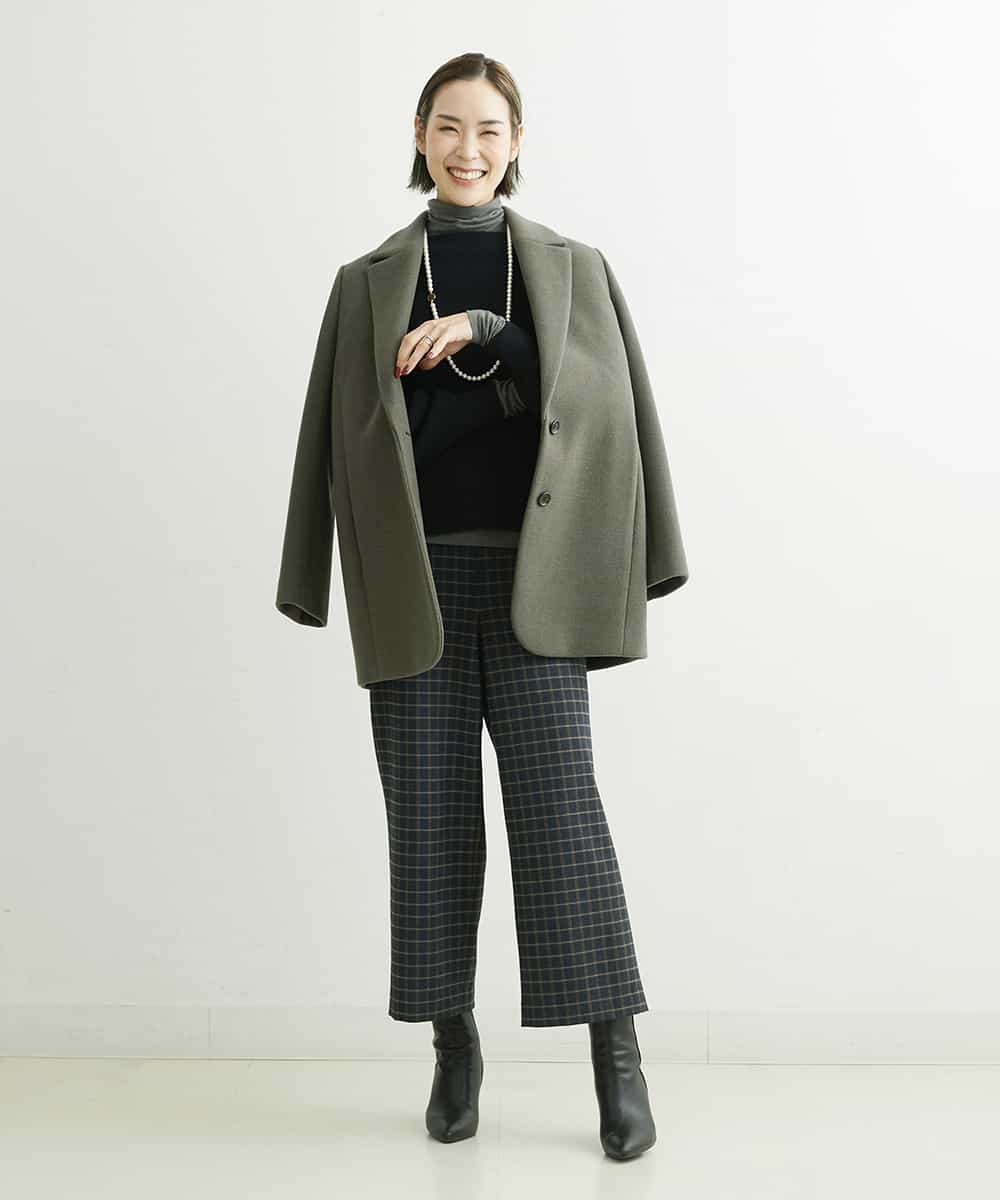 F6FDS57170 MICHEL KLEIN(小さいサイズ)(メゾン ドゥ サンク) [小さいサイズ]インナー付きパフスリーブニット グリーン(30)