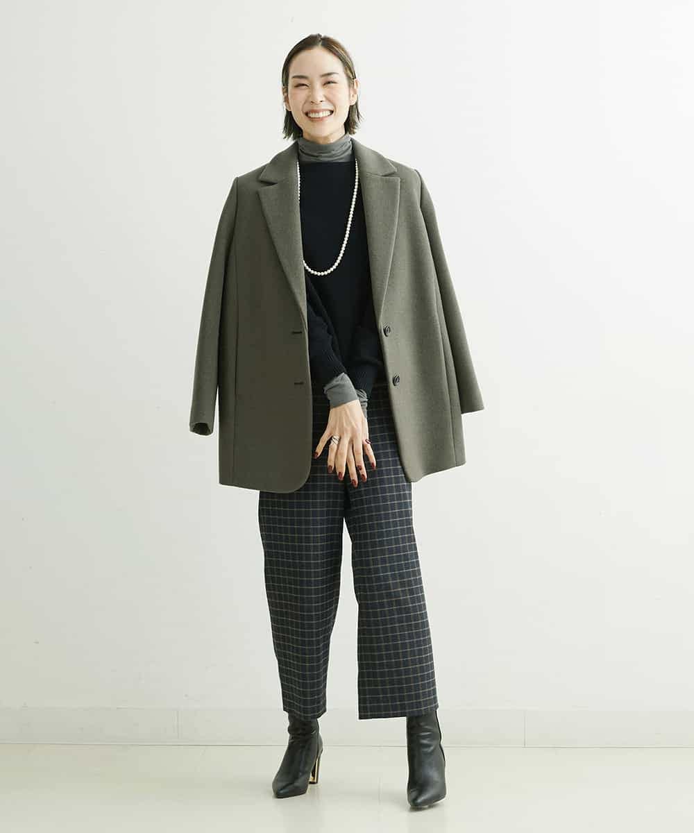 F6FDS57170 MICHEL KLEIN(小さいサイズ)(メゾン ドゥ サンク) [小さいサイズ]インナー付きパフスリーブニット グリーン(30)