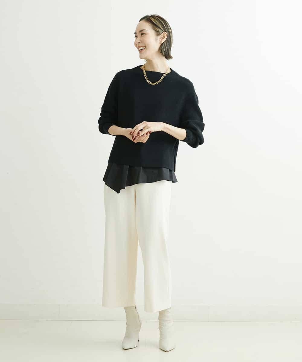 F6FDS57170 MICHEL KLEIN(小さいサイズ)(メゾン ドゥ サンク) [小さいサイズ]インナー付きパフスリーブニット グリーン(30)