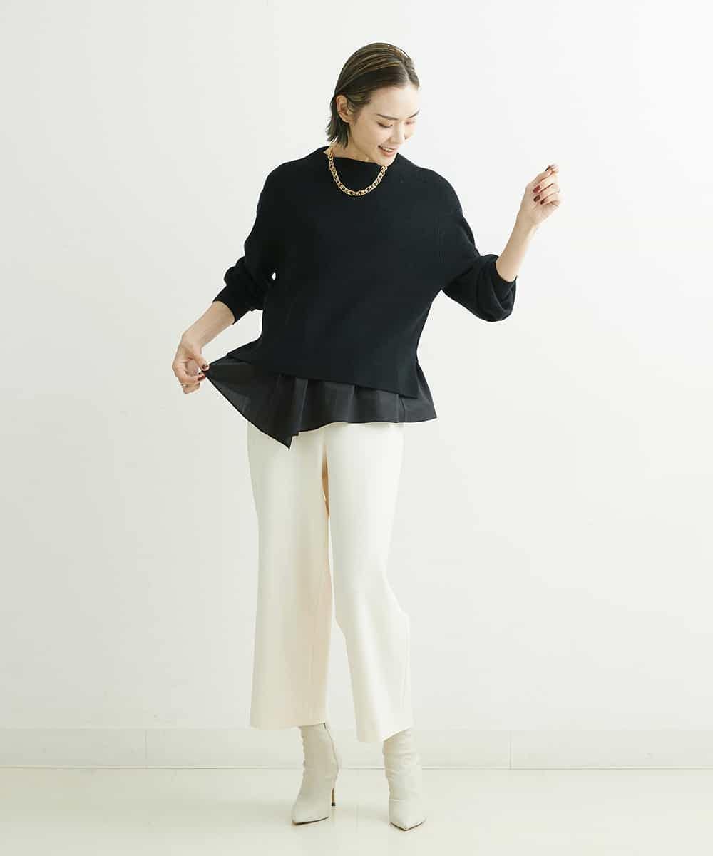 F6FDS57170 MICHEL KLEIN(小さいサイズ)(メゾン ドゥ サンク) [小さいサイズ]インナー付きパフスリーブニット グリーン(30)