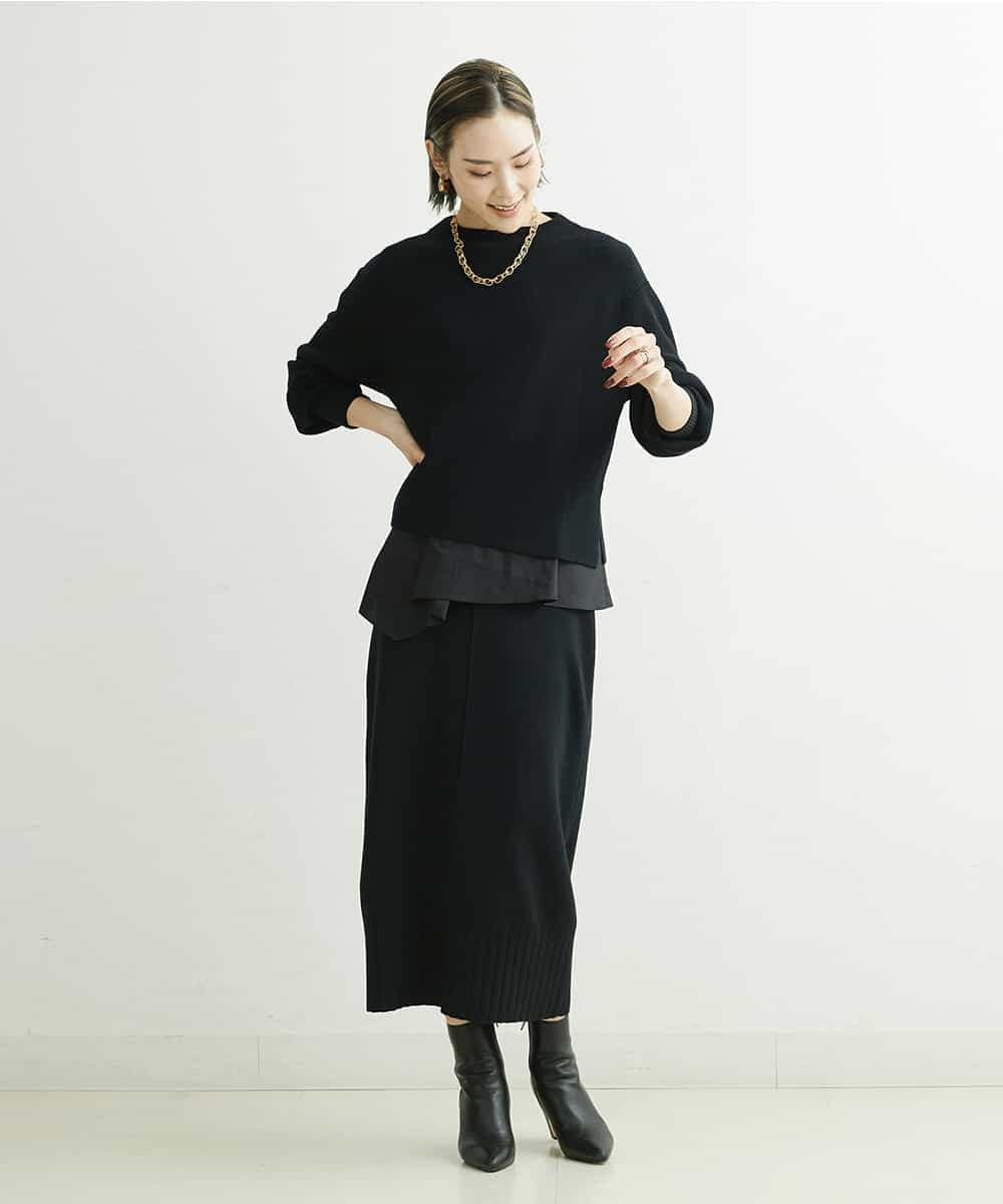 F6FDS57170 MICHEL KLEIN(小さいサイズ)(メゾン ドゥ サンク) [小さいサイズ]インナー付きパフスリーブニット グリーン(30)