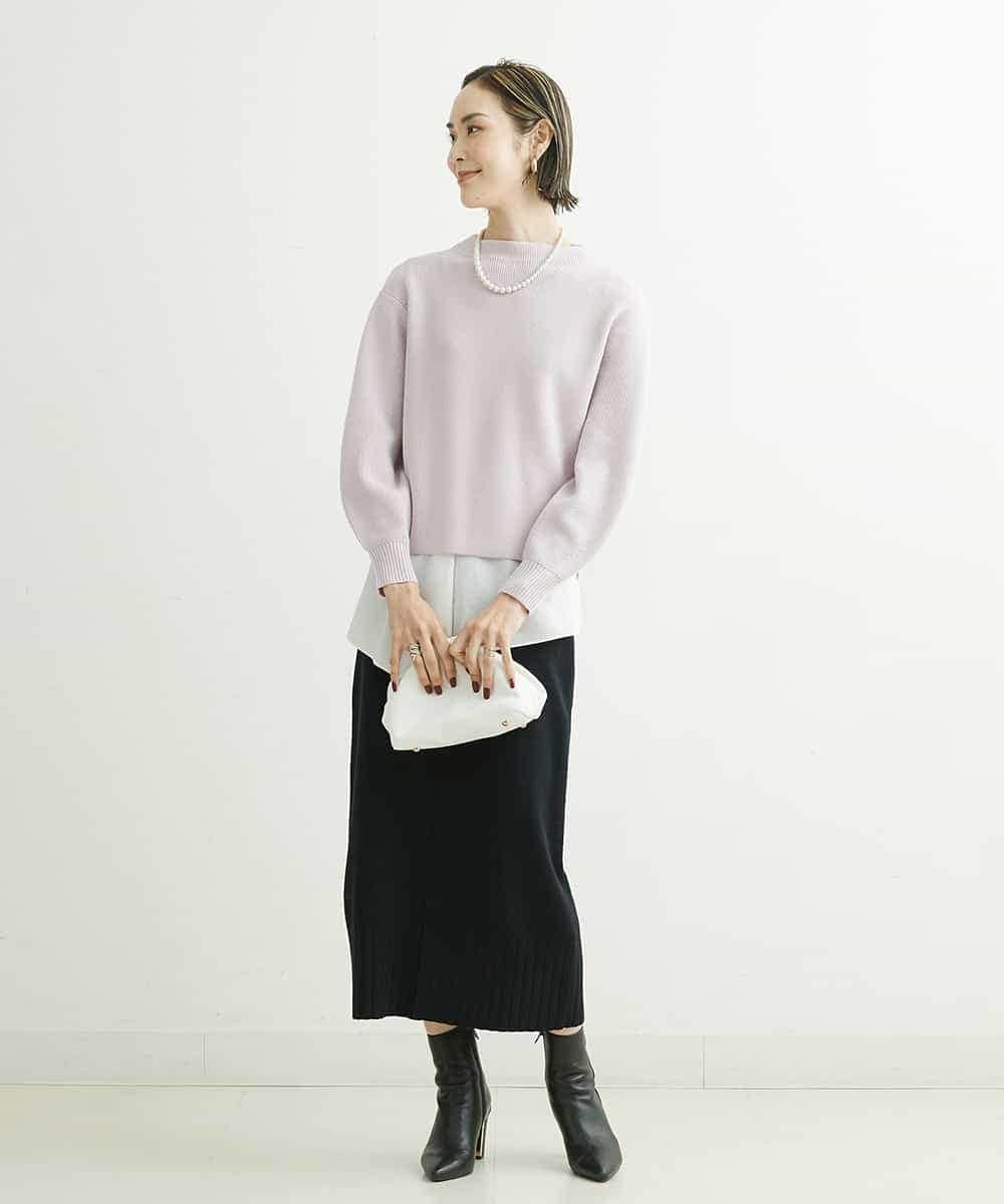F6FDS57170 MICHEL KLEIN(小さいサイズ)(メゾン ドゥ サンク) [小さいサイズ]インナー付きパフスリーブニット グリーン(30)