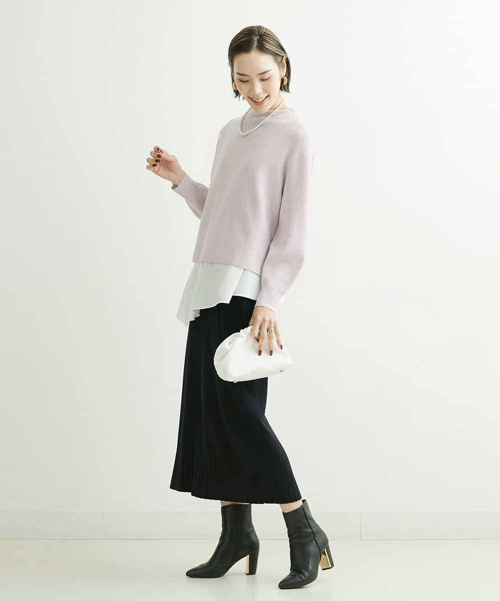 F6FDS57170 MICHEL KLEIN(小さいサイズ)(メゾン ドゥ サンク) [小さいサイズ]インナー付きパフスリーブニット グリーン(30)