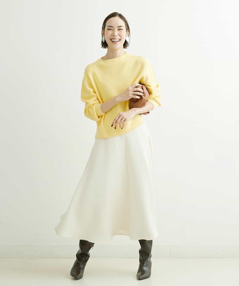 F6FDS57170 MICHEL KLEIN(小さいサイズ)(メゾン ドゥ サンク) [小さいサイズ]インナー付きパフスリーブニット グリーン(30)
