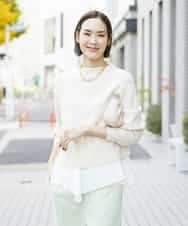 F6FDS57170 MICHEL KLEIN(小さいサイズ)(メゾン ドゥ サンク) [小さいサイズ]インナー付きパフスリーブニット アイボリー(80)