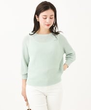 F6FFA04230 MICHEL KLEIN(小さいサイズ)(メゾン ドゥ サンク) [小さいサイズ] ホールガーメント(R)ドライタッチラメニット ミント