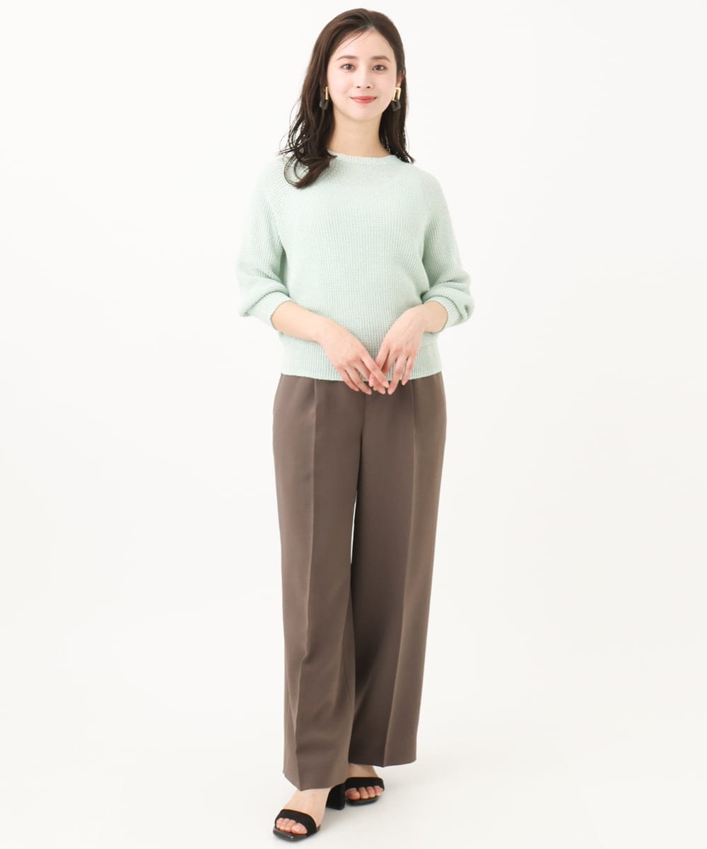F6FFA04230 MICHEL KLEIN(小さいサイズ)(メゾン ドゥ サンク) [小さいサイズ] ホールガーメント(R)ドライタッチラメニット ミント