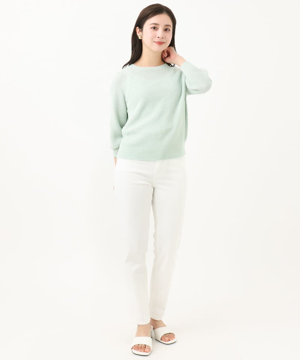 F6FFA04230 MICHEL KLEIN(小さいサイズ)(メゾン ドゥ サンク) [小さいサイズ] ホールガーメント(R)ドライタッチラメニット ミント