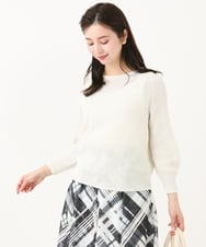 F6FFA04230 MICHEL KLEIN(小さいサイズ)(メゾン ドゥ サンク) [小さいサイズ] ホールガーメント(R)ドライタッチラメニット ホワイト