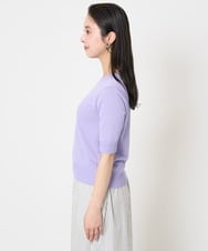 F6FGA18220 MICHEL KLEIN(小さいサイズ)(メゾン ドゥ サンク) [小さいサイズ]クルーネックニットプルオーバー(接触冷感/アンサンブル対応） ネイビー