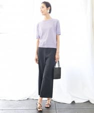 F6FGA18220 MICHEL KLEIN(小さいサイズ)(メゾン ドゥ サンク) [小さいサイズ]クルーネックニットプルオーバー(接触冷感/アンサンブル対応） ネイビー