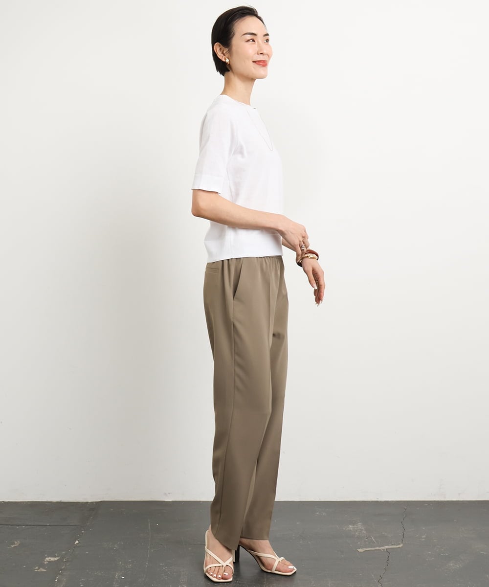 F6FGA18220 MICHEL KLEIN(小さいサイズ)(メゾン ドゥ サンク) [小さいサイズ]クルーネックニットプルオーバー(接触冷感/アンサンブル対応） ネイビー