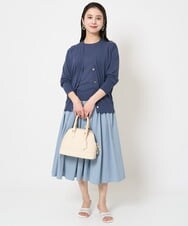 F6FGA18220 MICHEL KLEIN(小さいサイズ)(メゾン ドゥ サンク) [小さいサイズ]クルーネックニットプルオーバー(接触冷感/アンサンブル対応） ネイビー