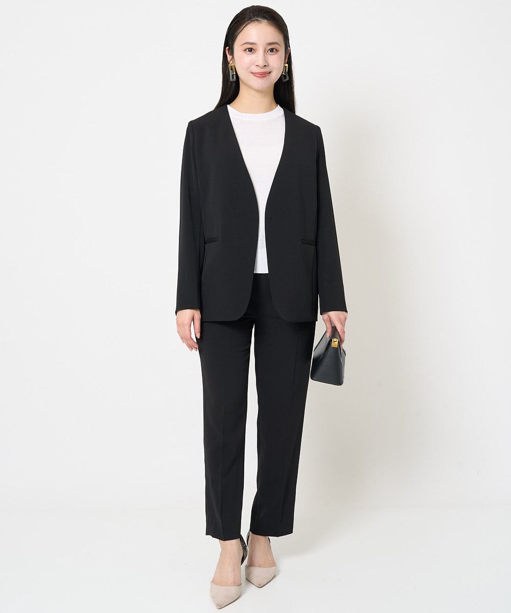 F6FGA18220 MICHEL KLEIN(小さいサイズ)(メゾン ドゥ サンク) [小さいサイズ]クルーネックニットプルオーバー(接触冷感/アンサンブル対応） ネイビー