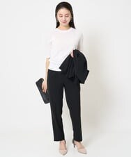 F6FGA18220 MICHEL KLEIN(小さいサイズ)(メゾン ドゥ サンク) [小さいサイズ]クルーネックニットプルオーバー(接触冷感/アンサンブル対応） ネイビー