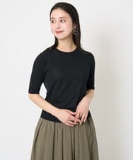 F6FGA18220 MICHEL KLEIN(小さいサイズ)(メゾン ドゥ サンク) [小さいサイズ]クルーネックニットプルオーバー(接触冷感/アンサンブル対応） ネイビー