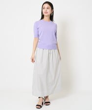 F6FGA18220 MICHEL KLEIN(小さいサイズ)(メゾン ドゥ サンク) [小さいサイズ]クルーネックニットプルオーバー(接触冷感/アンサンブル対応） ネイビー