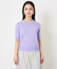 F6FGA18220 MICHEL KLEIN(小さいサイズ)(メゾン ドゥ サンク) [小さいサイズ]クルーネックニットプルオーバー(接触冷感/アンサンブル対応） ネイビー